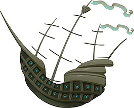 抽象黑色帆船元素