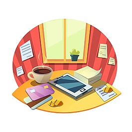 平板咖啡書本元素