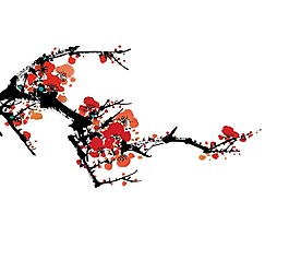 紅色梅花元素