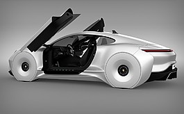 銀色大氣敞篷車產品設計JPG