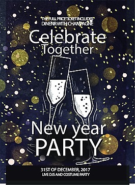 黑色酷炫新年慶祝派對psd源文件