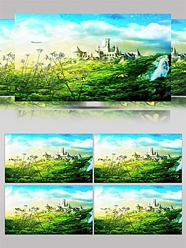 綠色草地油畫高清視頻素材