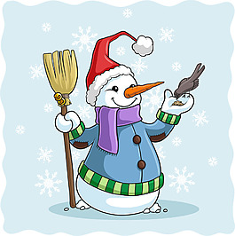 卡通可愛的圣誕雪人插畫