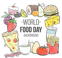 彩繪世界糧食日食物插畫矢量素材