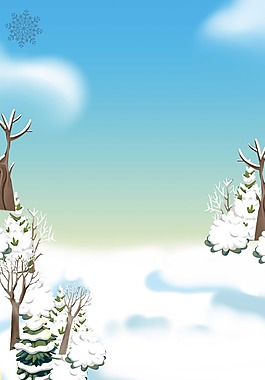 小清新雪花樹林背景