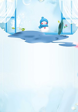 小清新雪人窗戶背景