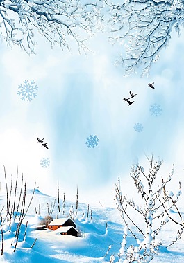 小清新雪花樹林背景