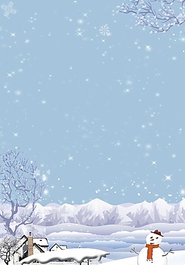 小清新雪花雪人背景