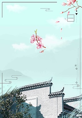 中國風(fēng)建筑花瓣背景