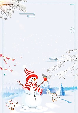 小清新雪人森林背景