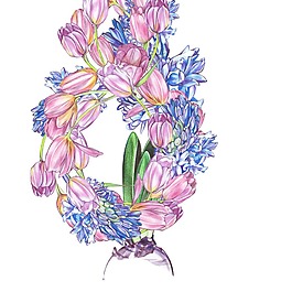 手繪彩色花草花環(huán)psd源文件