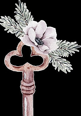 三花鑰匙透明裝飾素材