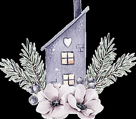 花中小屋透明裝飾素材