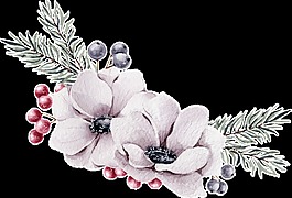 粉白花束透明裝飾素材
