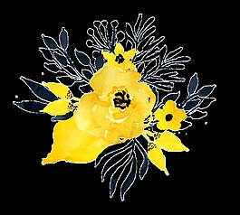 金黃花瓣透明裝飾素材