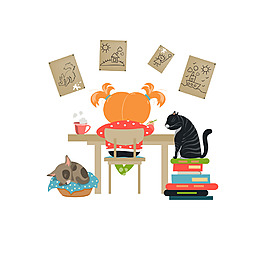 卡通動物書本素材