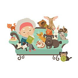 卡通沙發動物元素素材