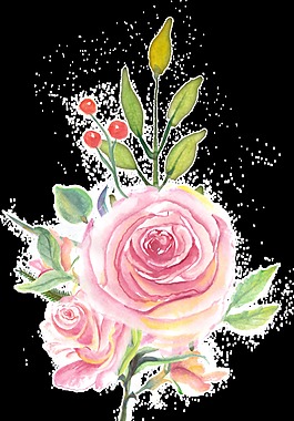 櫻桃花叢透明裝飾素材