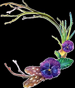 黑翅花蕊透明裝飾素材