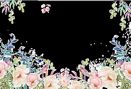 彩花叢林透明裝飾素材
