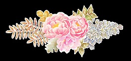 粉心花朵透明裝飾素材
