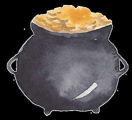 金幣黑色缸透明裝飾素材