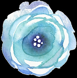 藍(lán)色水墨花卉透明裝飾素材