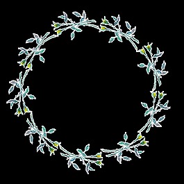 古典藍色花環(huán)透明裝飾素材