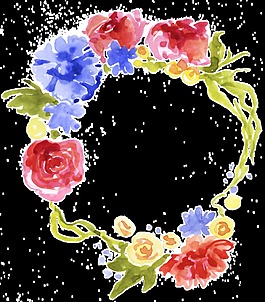 藤蔓與花卉透明裝飾素材