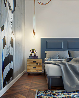 現(xiàn)代時尚臥室褐色長線吊燈室內(nèi)裝修效果圖