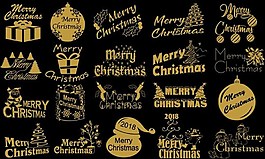 金色2018年圣誕標志設計矢量元素