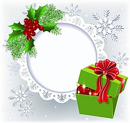 蕾絲圣誕卡片模板ai矢量元素