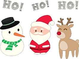 卡通圣誕老人雪人等元素