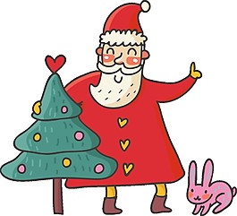 簡約卡通圣誕老人圣誕樹元素