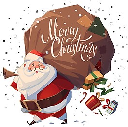 發(fā)禮物的卡通圣誕老人元素