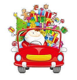 卡通圣誕卡車禮物元素