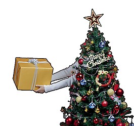 卡通圣誕樹禮物元素