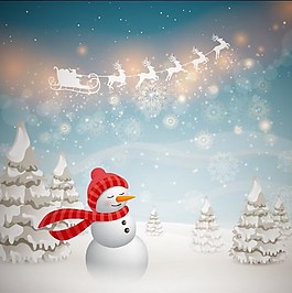 圣誕節(jié)有冬天的背景和雪人的矢量