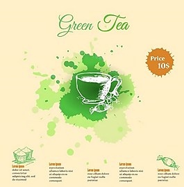綠色茶水背景模板ai矢量