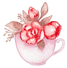 花蕊杯子裝飾矢量素材