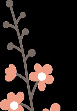 花蕊蘑菇枝扁平化矢量素材