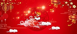 大紅色喜慶新年psd源文件