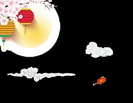 月亮梅花燈籠喜慶裝飾素材