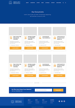 藍色精美的國外教育機構網站項目展示模板