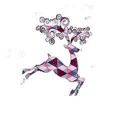 抽象五彩格子麋鹿PNG元素