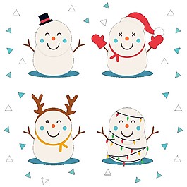 4個(gè)可愛圣誕雪人PNG元素
