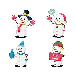 4款可愛圣誕雪人元素