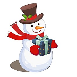 發(fā)禮物的卡通圣誕雪人元素