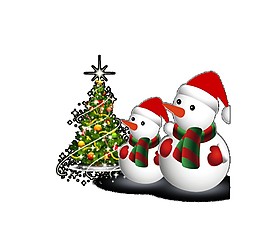 透明雪人圣誕樹PNG元素