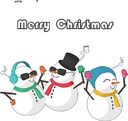 3個(gè)可愛時(shí)尚圣誕雪人PNG元素